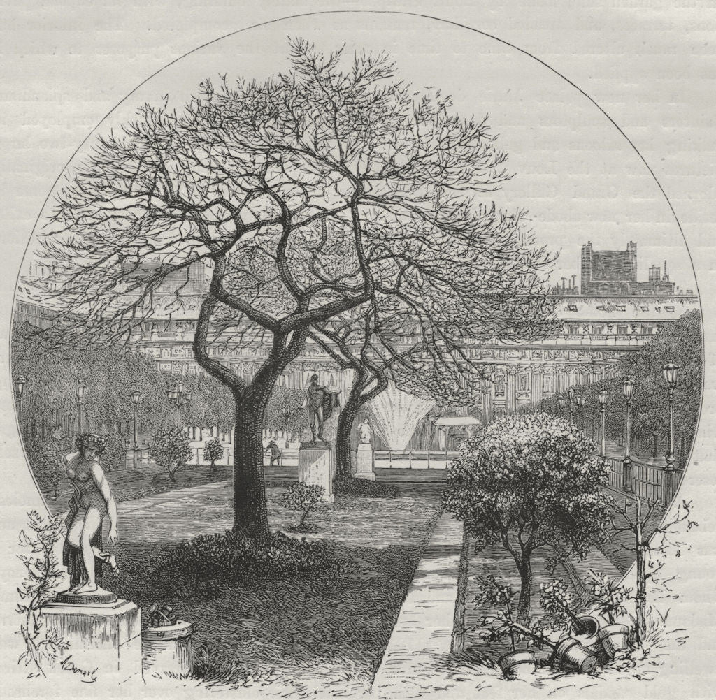 PARIS. The Gardens of the Palais Royal 1882 old antique vintage print picture
